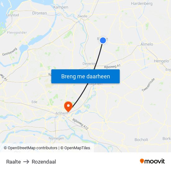 Raalte to Rozendaal map