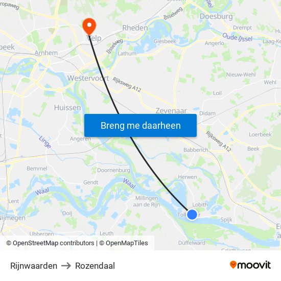 Rijnwaarden to Rozendaal map