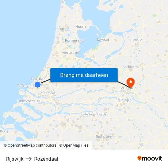 Rijswijk to Rozendaal map