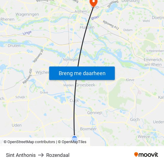 Sint Anthonis to Rozendaal map