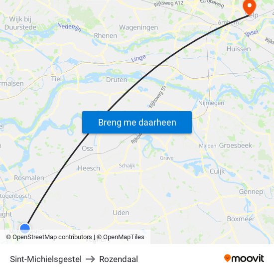 Sint-Michielsgestel to Rozendaal map