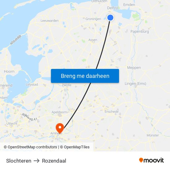 Slochteren to Rozendaal map