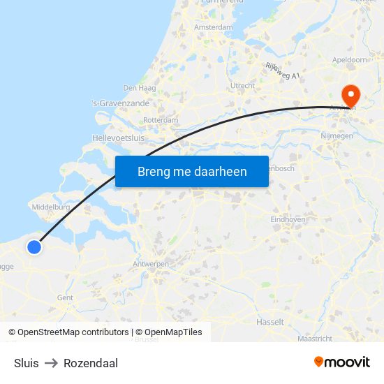 Sluis to Rozendaal map