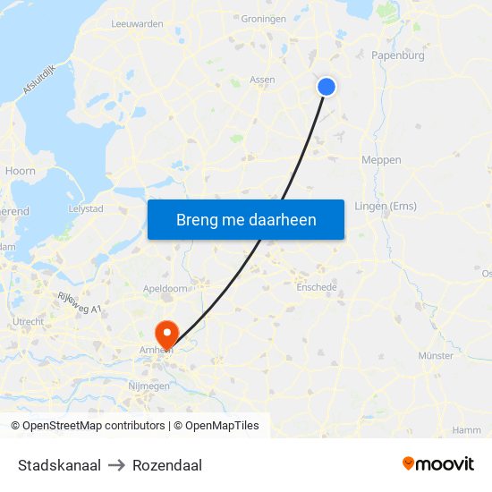 Stadskanaal to Rozendaal map