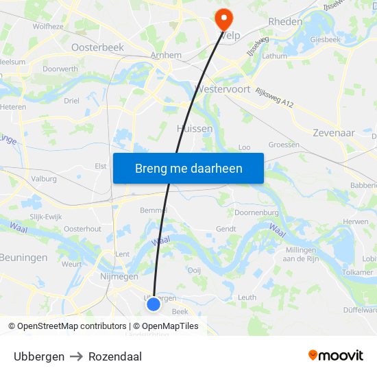 Ubbergen to Rozendaal map