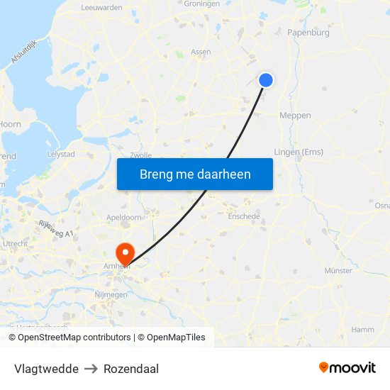 Vlagtwedde to Rozendaal map