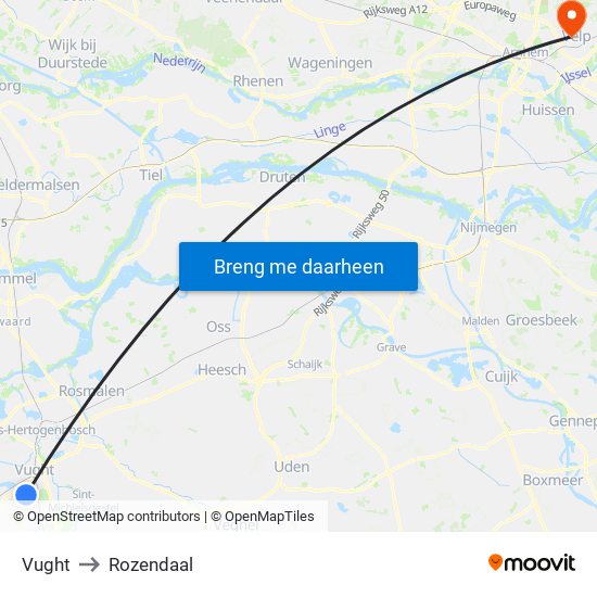 Vught to Rozendaal map