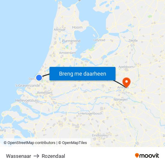 Wassenaar to Rozendaal map