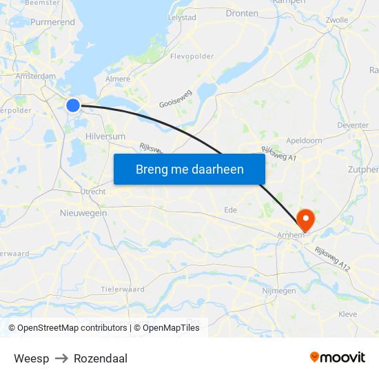 Weesp to Rozendaal map