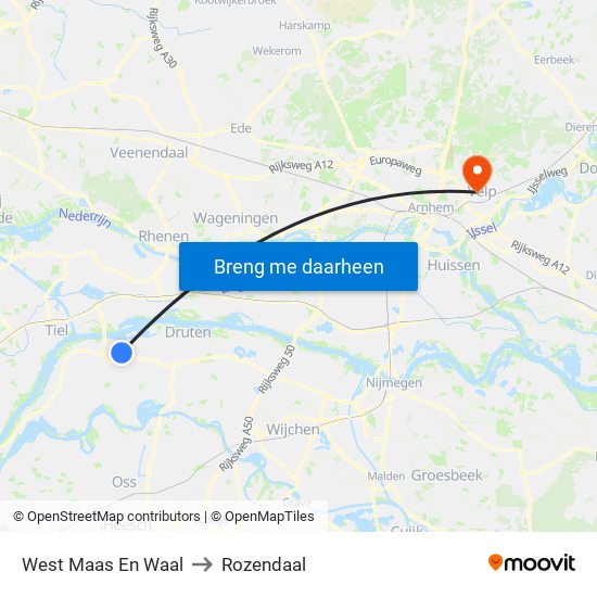 West Maas En Waal to Rozendaal map