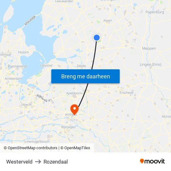 Westerveld to Rozendaal map