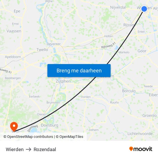 Wierden to Rozendaal map