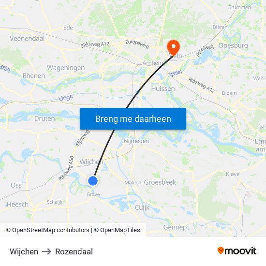 Wijchen to Rozendaal map