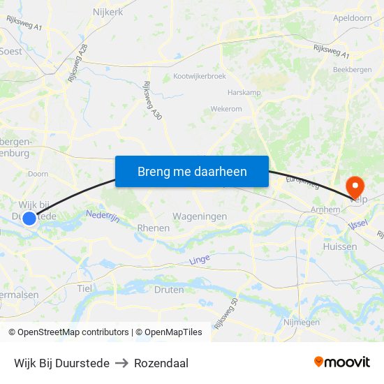 Wijk Bij Duurstede to Rozendaal map