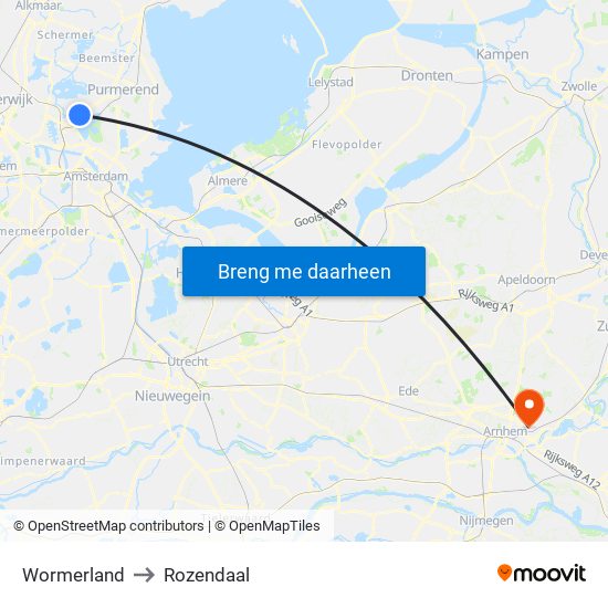 Wormerland to Rozendaal map