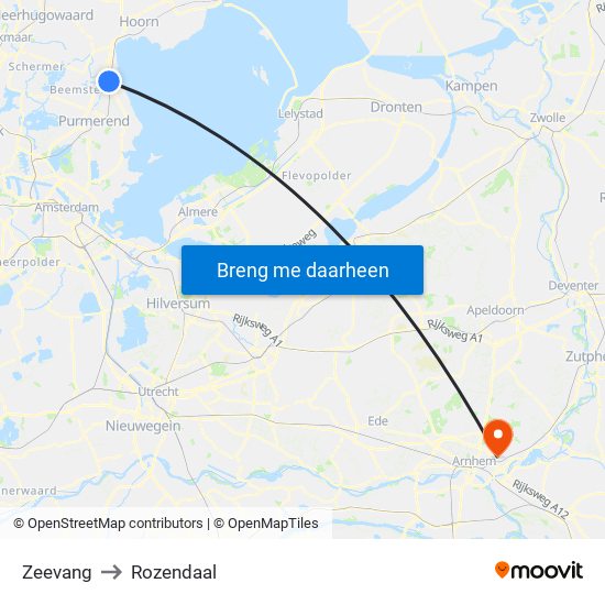 Zeevang to Rozendaal map