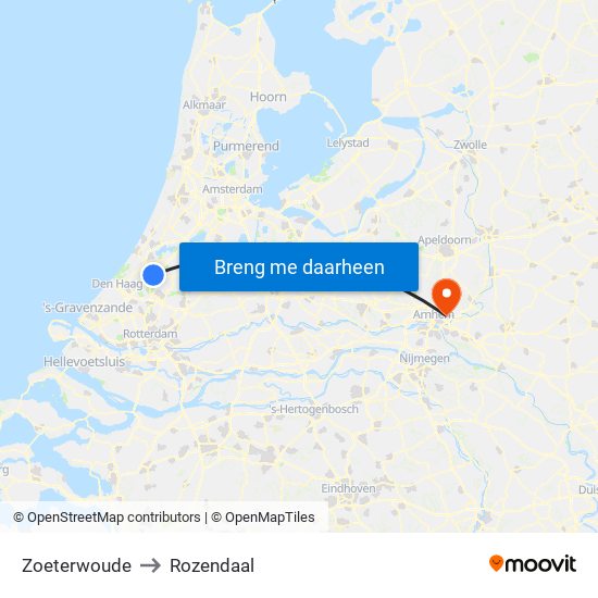 Zoeterwoude to Rozendaal map