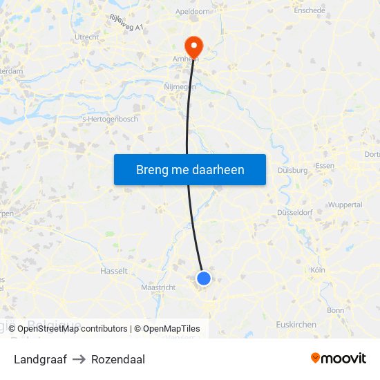 Landgraaf to Rozendaal map