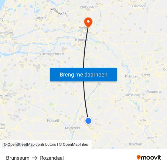 Brunssum to Rozendaal map