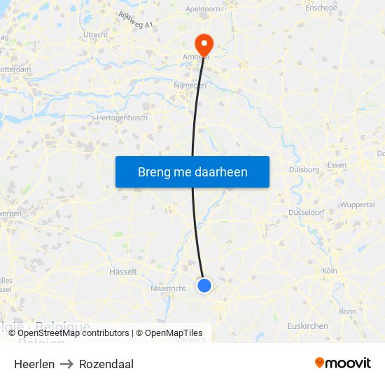 Heerlen to Rozendaal map