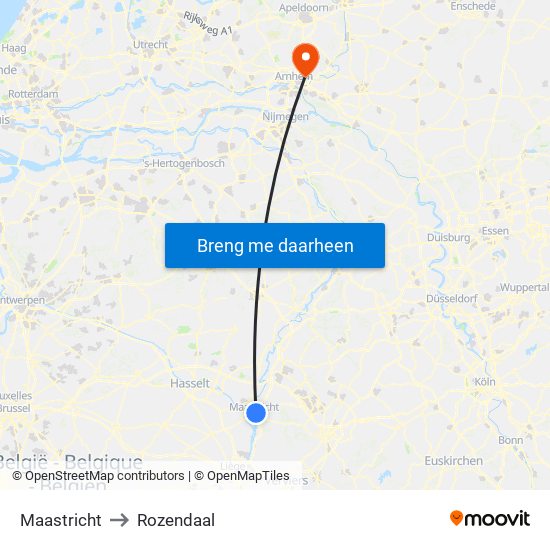 Maastricht to Rozendaal map