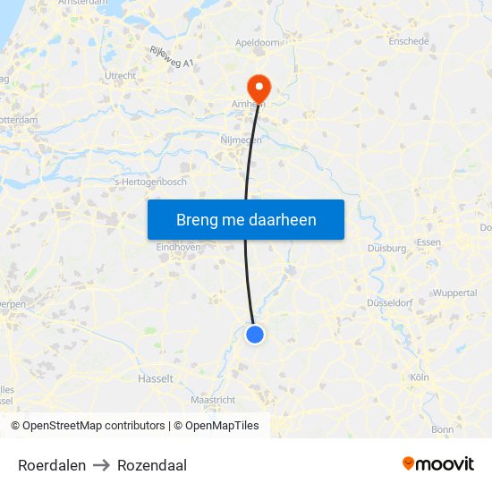 Roerdalen to Rozendaal map