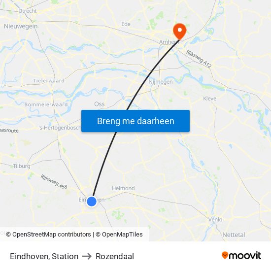Eindhoven, Station to Rozendaal map
