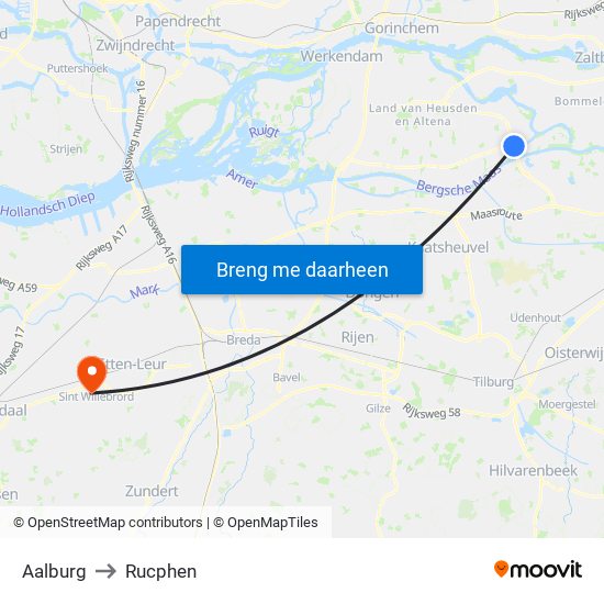 Aalburg to Rucphen map
