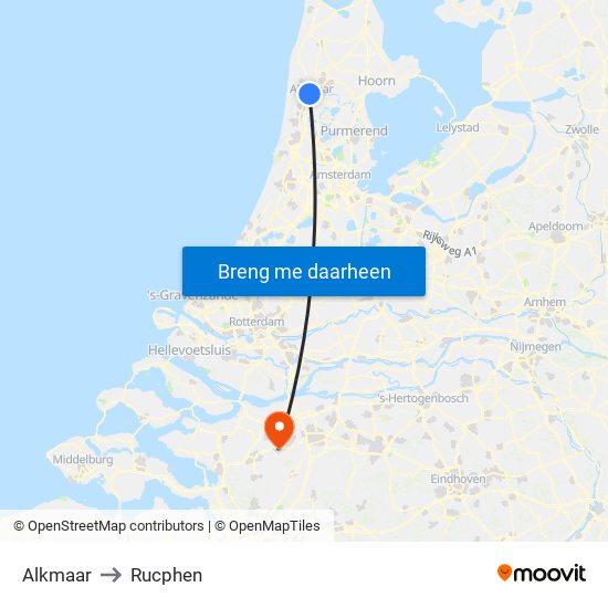Alkmaar to Rucphen map