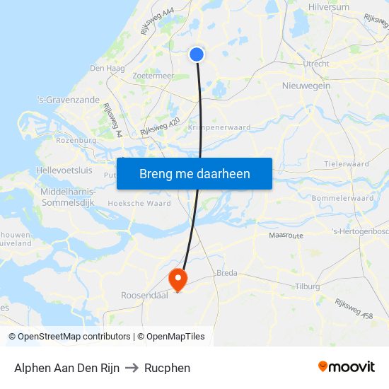 Alphen Aan Den Rijn to Rucphen map