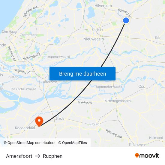 Amersfoort to Rucphen map