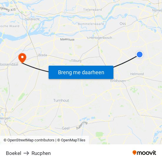 Boekel to Rucphen map