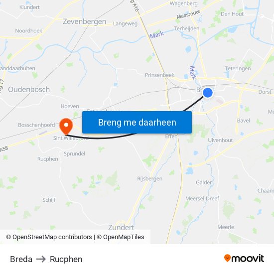 Breda to Rucphen map