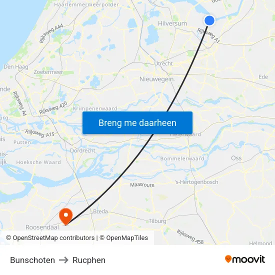 Bunschoten to Rucphen map