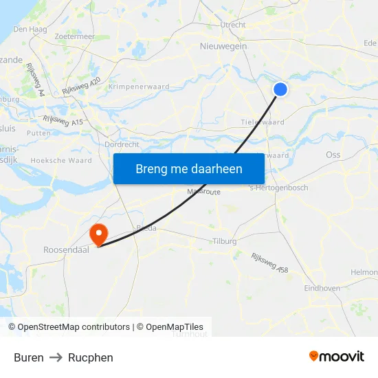 Buren to Rucphen map