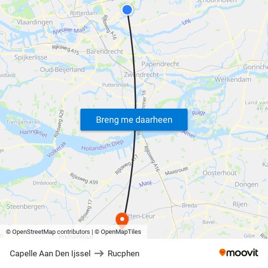 Capelle Aan Den Ijssel to Rucphen map