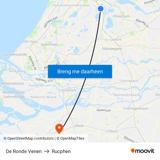 De Ronde Venen to Rucphen map