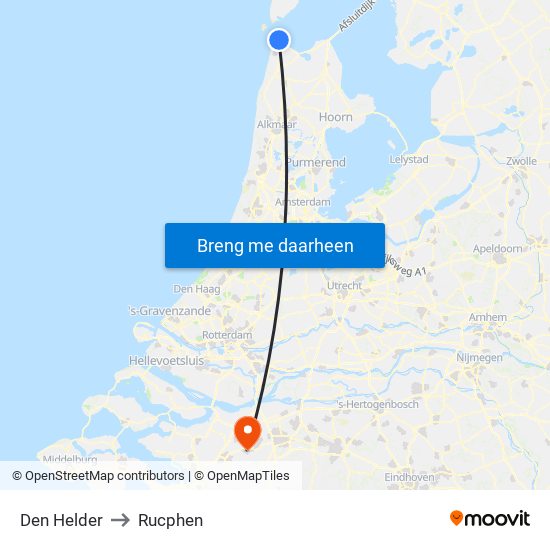 Den Helder to Rucphen map