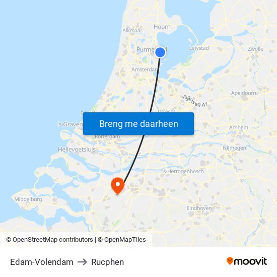 Edam-Volendam to Rucphen map