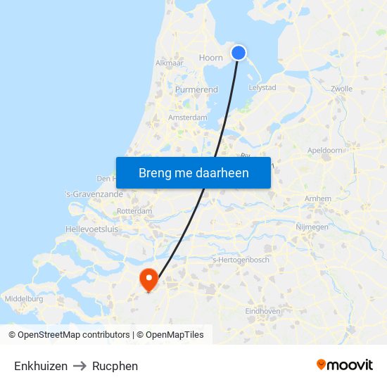 Enkhuizen to Rucphen map