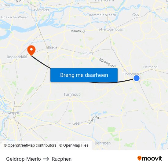 Geldrop-Mierlo to Rucphen map