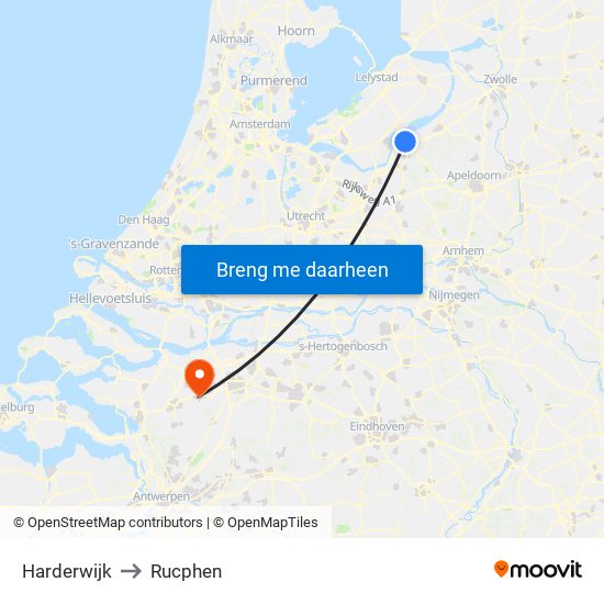 Harderwijk to Rucphen map