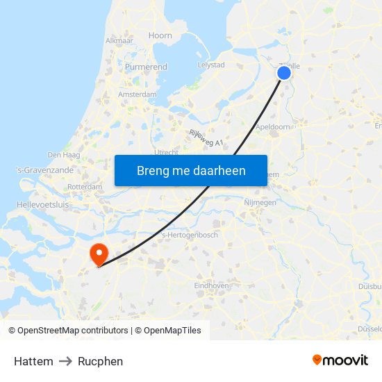 Hattem to Rucphen map
