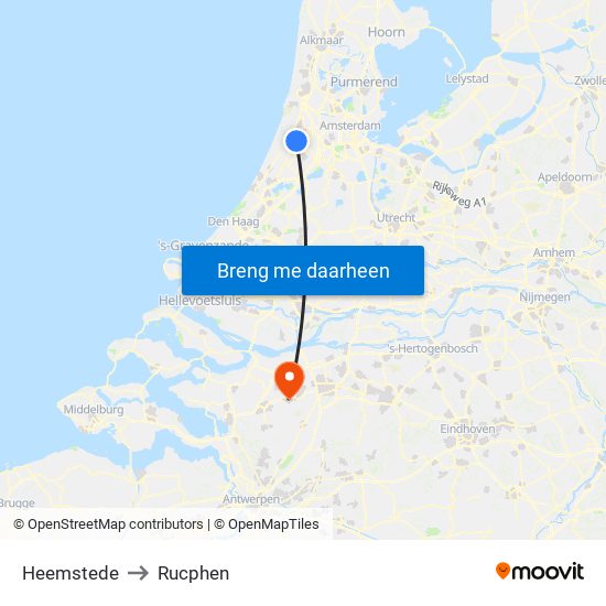 Heemstede to Rucphen map