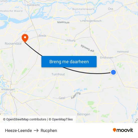 Heeze-Leende to Rucphen map