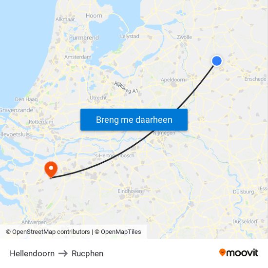 Hellendoorn to Rucphen map