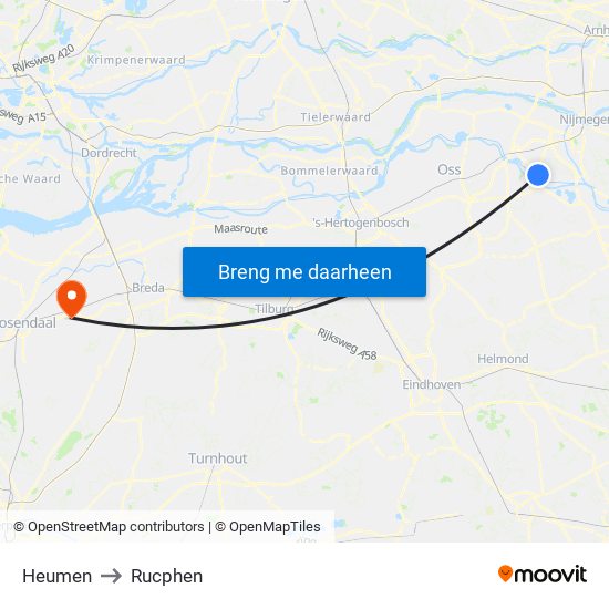 Heumen to Rucphen map