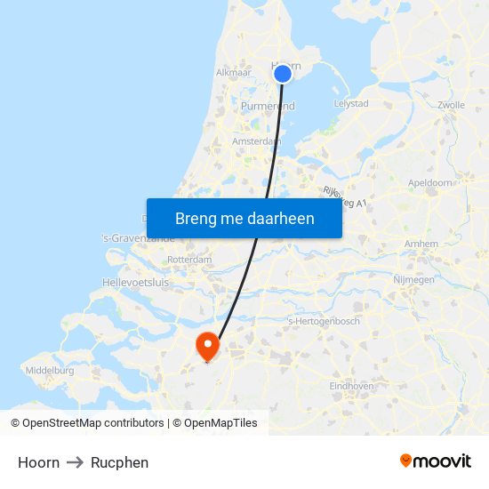 Hoorn to Rucphen map