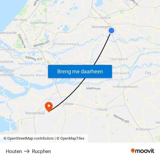 Houten to Rucphen map
