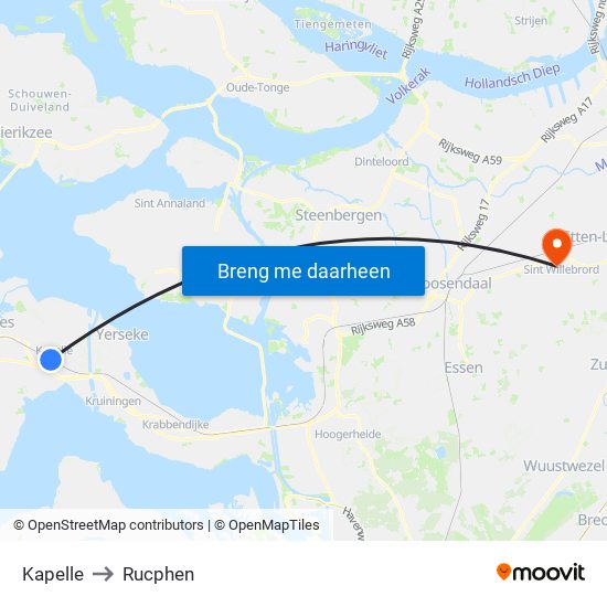 Kapelle to Rucphen map